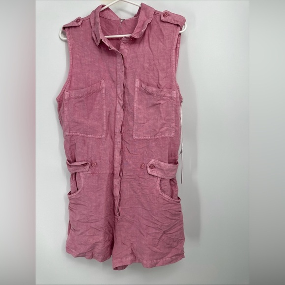 Young Fabulous & Broke Romper Large Pink Linen Blend Sleeveless NWT - Picture 1 of 5
